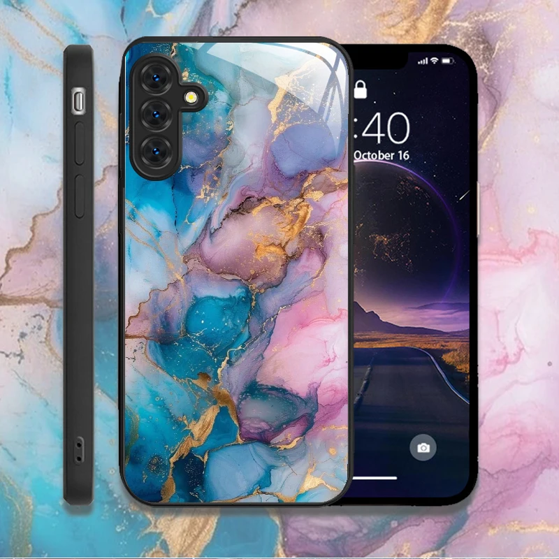 Luxury Marble Pattern Tempered Glass Phone Case - Elegant Shockproof Protective Cover