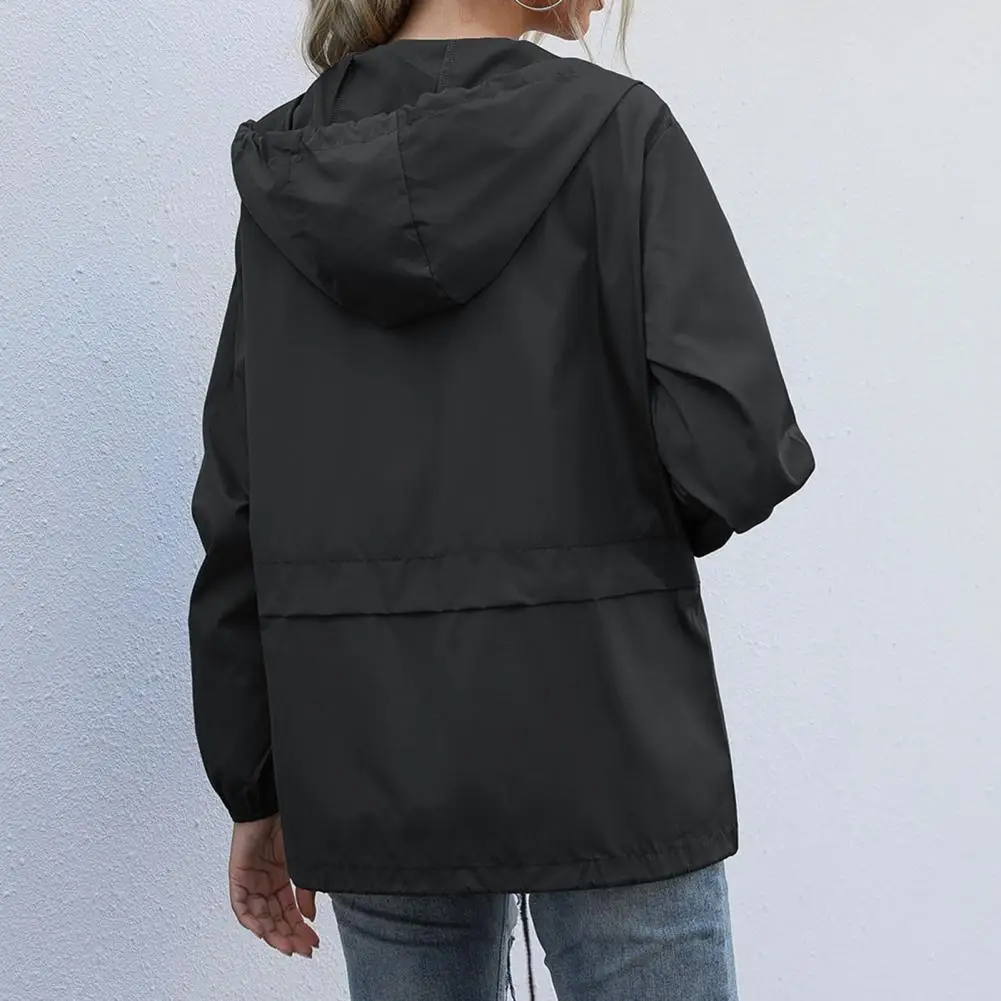 Women's Zipper Hoodie Raincoat Lightweight Outdoor Hiking Raincoat Jacket Solid Color Women Impermeable