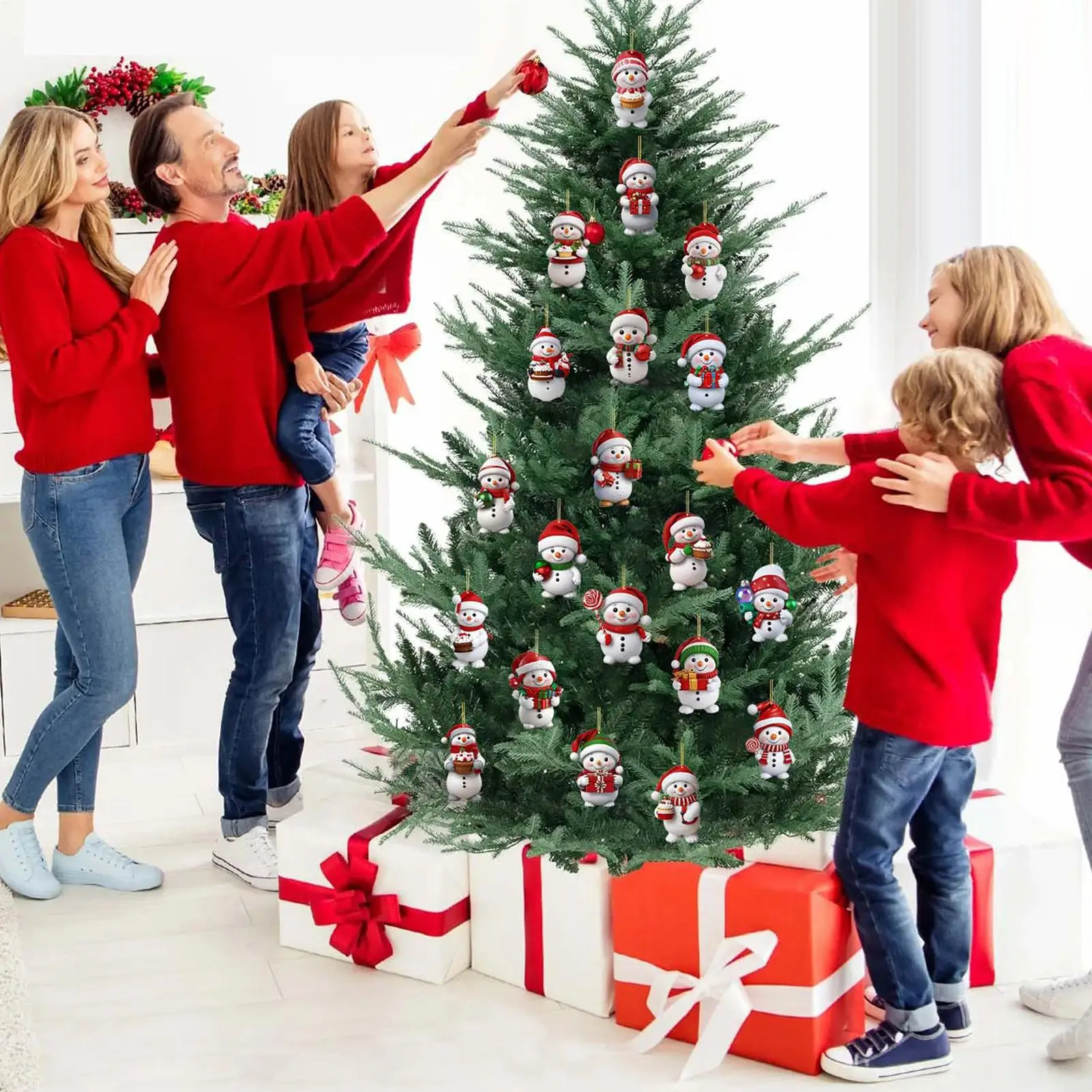 Christmas Countdown Ornaments 2D Acrylic Snowman Pendants Advent Decoration Christmas Countdown Hanging for Xmas Tree