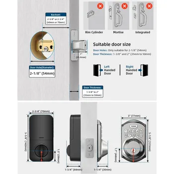 Keyless Entry DoorLock with Keypad -Smart Deadbolt Lock for Front Door with 2 Keys - Auto Lock -Easy Installation - Satin Nickel 5