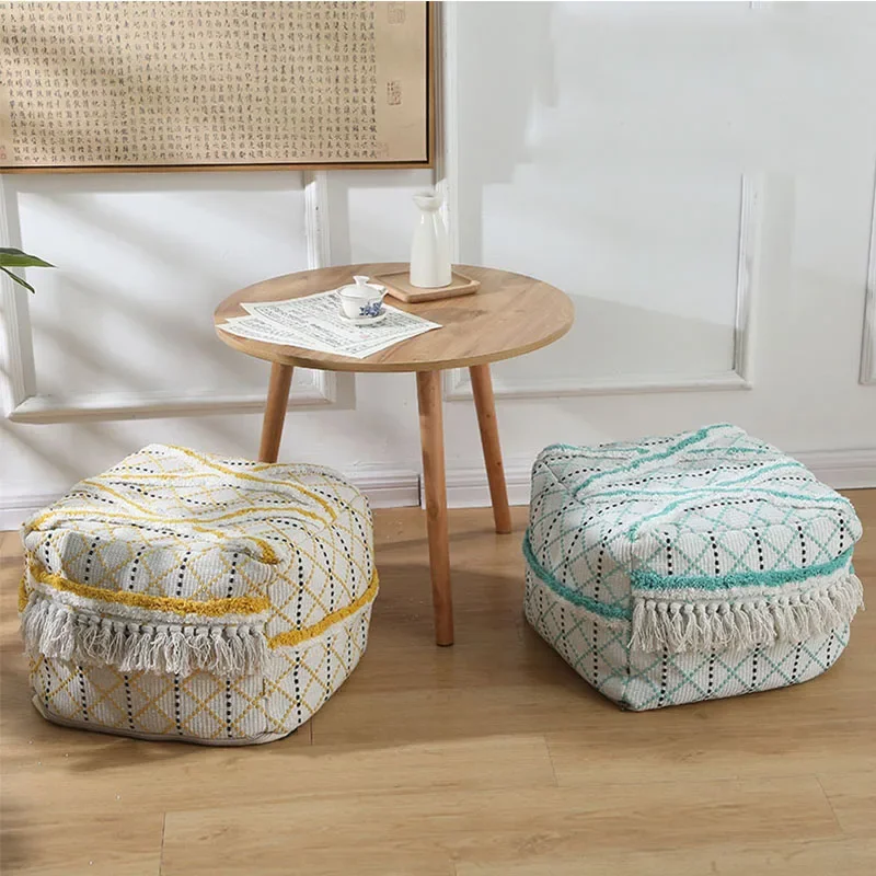 

Ottoman Sofa Cover Square Footstool Covers For Living Room Bedroom Moroccan Decor Bean Bags Lazy Sofa Cover Pouf Tatami Chair