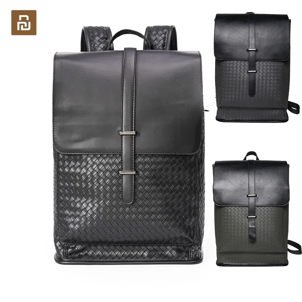 Fashion Xiaomi Men Women Leather Backpack Woven Leather Bags Luxury Designer PU Backpack Travel Simple Couple Suitcase Bags