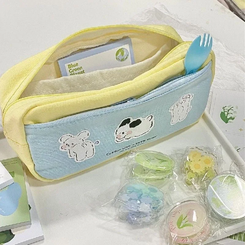 강아지 인쇄 지퍼 연필 가방 다기능 편지지 케이스 학생 학교 용품에 대한 귀여운 보관 가방