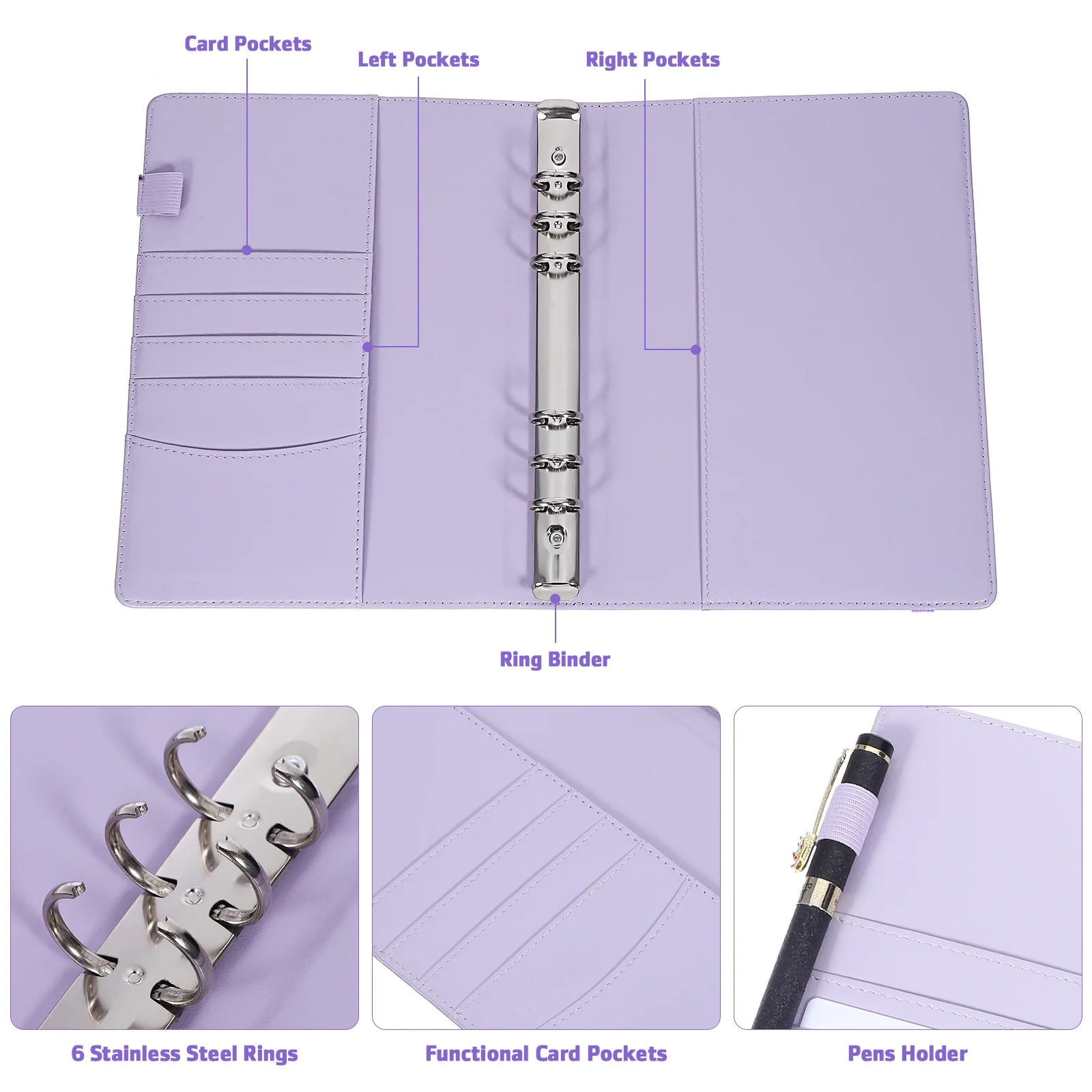 돈 절약과 스티커 봉투 절약 챌린지, 봉투 포함, 느슨한 잎 경비 노트북 정리함, PVC 100