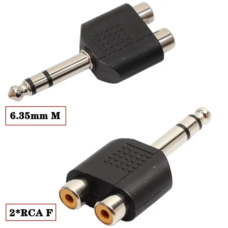 Premium Audio Adapter - Dual RCA to 6.35mm Female for Amplifier, Speaker, and Microphone Connection