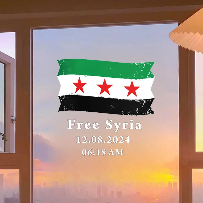 Wall Stickers Syria Flag with Text Free Syria for Living Room Bedroom Fridge Window Car