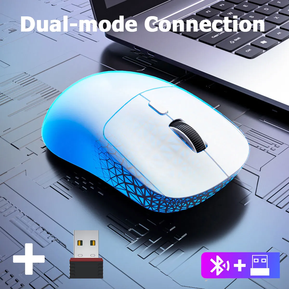 Portable Rechargeable Wireless Mouse Bluetooth/2.4G Dual-Mode Gaming Mice 4 Colors Silent Gamer Mice for PC ipad Computer Mice - Image 2