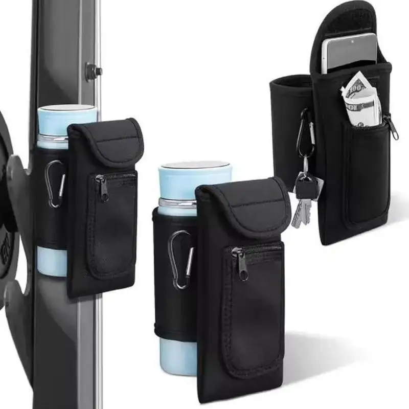 Water Bottle Bag Portable Gym Bottle Pouch with Phone Holder Attaches Magnetically To Metal Exercise Equipment Within Reach 4