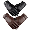 Men's Winter Leather Warm Gloves Men Fashion Waterproof Faux Driving Thin for Touch Screen Brown Guantes 1