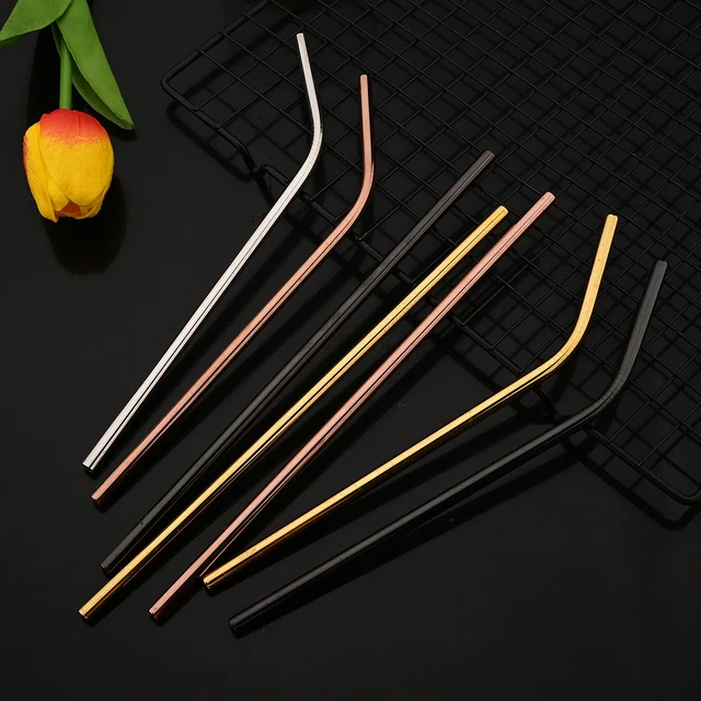 Reusable Stainless Steel Drinking Straws Set with Cleaner Brush – 3Pcs Eco-Friendly
