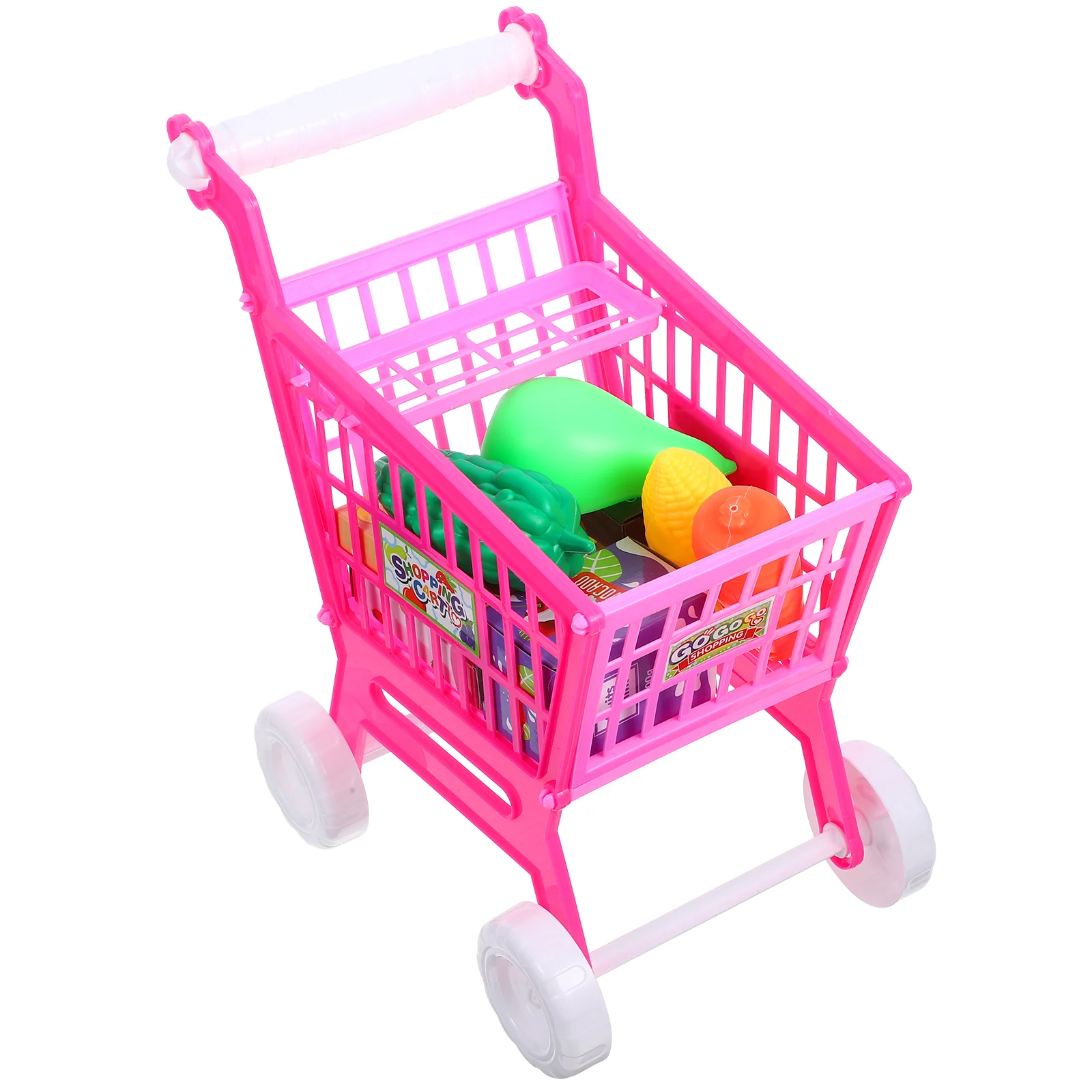 

Cart Shopping Kidsmini For Grocery Trolley Simulation Toddler Storage Playing Rack Store S Simulated Wheels Supermarket