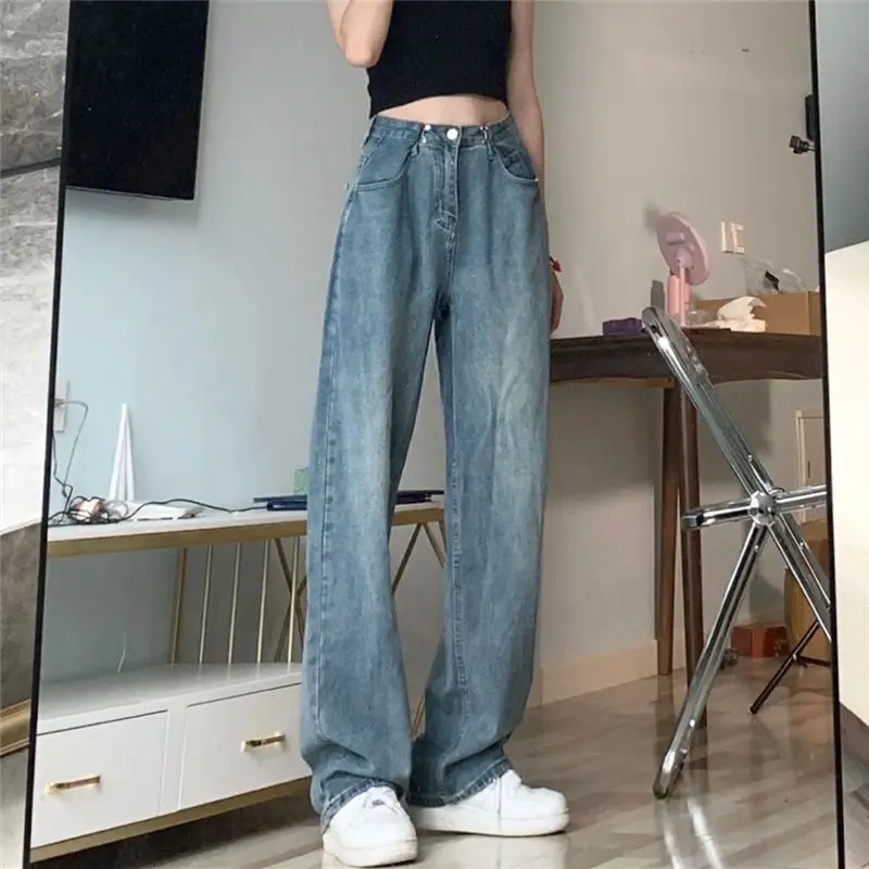 Baggy Wide Leg Jeans Women High Waist New Y2K Mom Jeans Trousers Blue Female Wide Leg Jeans Women 2023 Cool Hippie Denim Pants