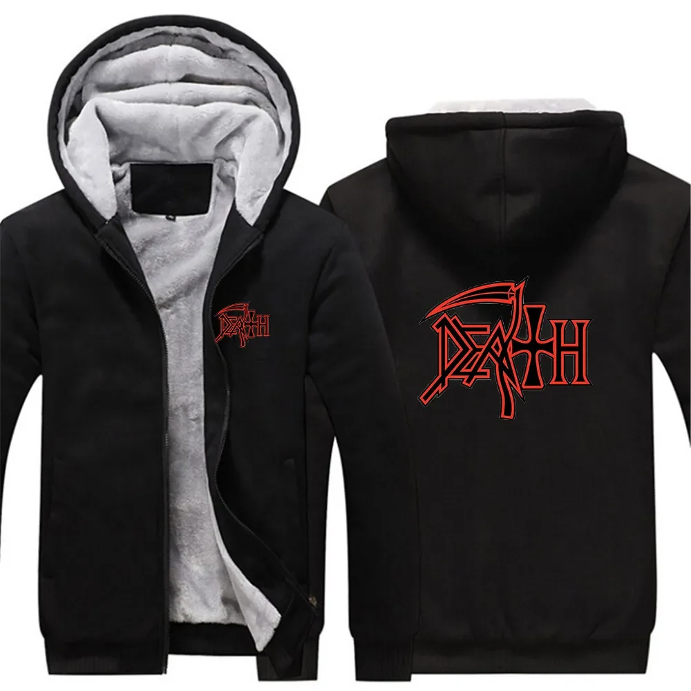 

Death Rock Band Heavy Metal Printed Men Winter Jacket Cotton Warmer Hoodies Casual Sweatshirt Thicken Coats Sweatshirt Hoodies