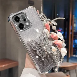 Elegant Shockproof Butterfly Holder Bracelet Plating Case with Smart Protection - Honor 600 Pro (Silver)