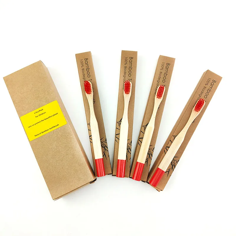 4Pcs Natural Mixed Color Bamboo Toothbrushes Boxed Eco Friendly Wooden Tooth Brush Medium Bristle Nylon Toothbrush Oral Care | Красота и
