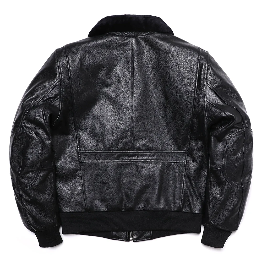 Men Leather Jacket G1 Style Wool Collar Air Force Flight Jacket Natural Cowhide Genuine Leather Pilots Coat Thicken Warm Clothes Motorcycle Cloth