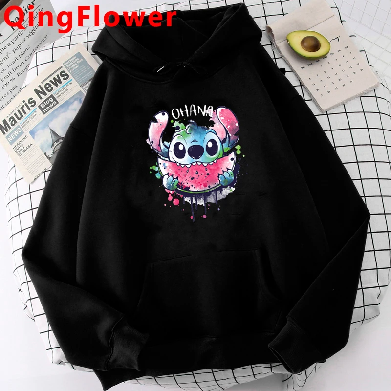 vintage sweatshirts Kawaii Disney Lilo Stitch Anime Funny Cartoon Hoodies Women Kawaii Ohana Stitch Manga Sweatshirt Graphic Harajuku Hoody Female oversized hoodie Hoodies & Sweatshirts