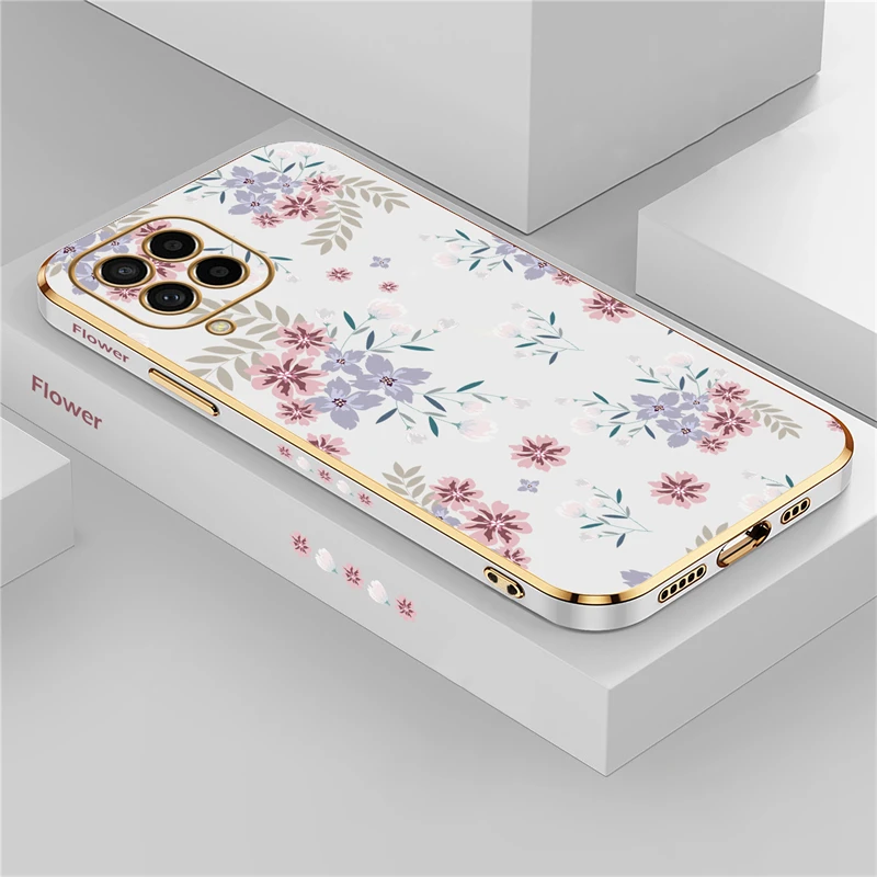 Luxury Plating Soft Silicone Floral Phone Case