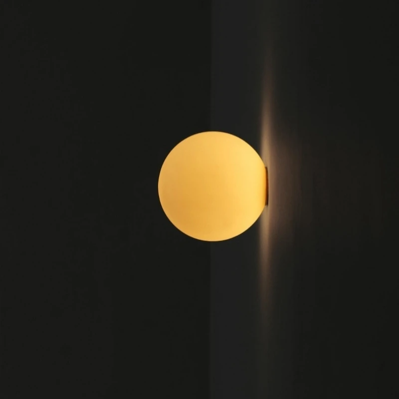 Nordic Glass Ball LED Wall Lamp Concealed Base Milky White Dome Sofa Background Decor Balcony Aisle Porch Bedroom Bedside Light 4