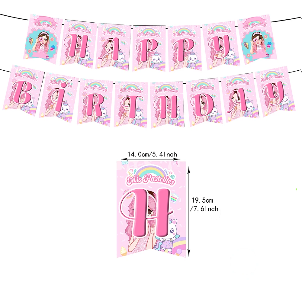 Mis Pastelitos Theme Decorations Banner Cupcake Topper Set Balloon Girls Kids Adult Birthday Party