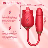 3-in-1-Rosenspielzeug-Vibrator für Frauen, Klitorisstimulator, Zunge lecken, stoßender G-Punkt-Dildo-Vibrator mit 10-Modus, vaginaler Anal 5
