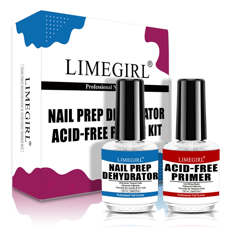 Limegirl Nail Prep Dehydrator Gel And Acid Free Primer Adhesive Desiccant Acrylic Nails Bonder
