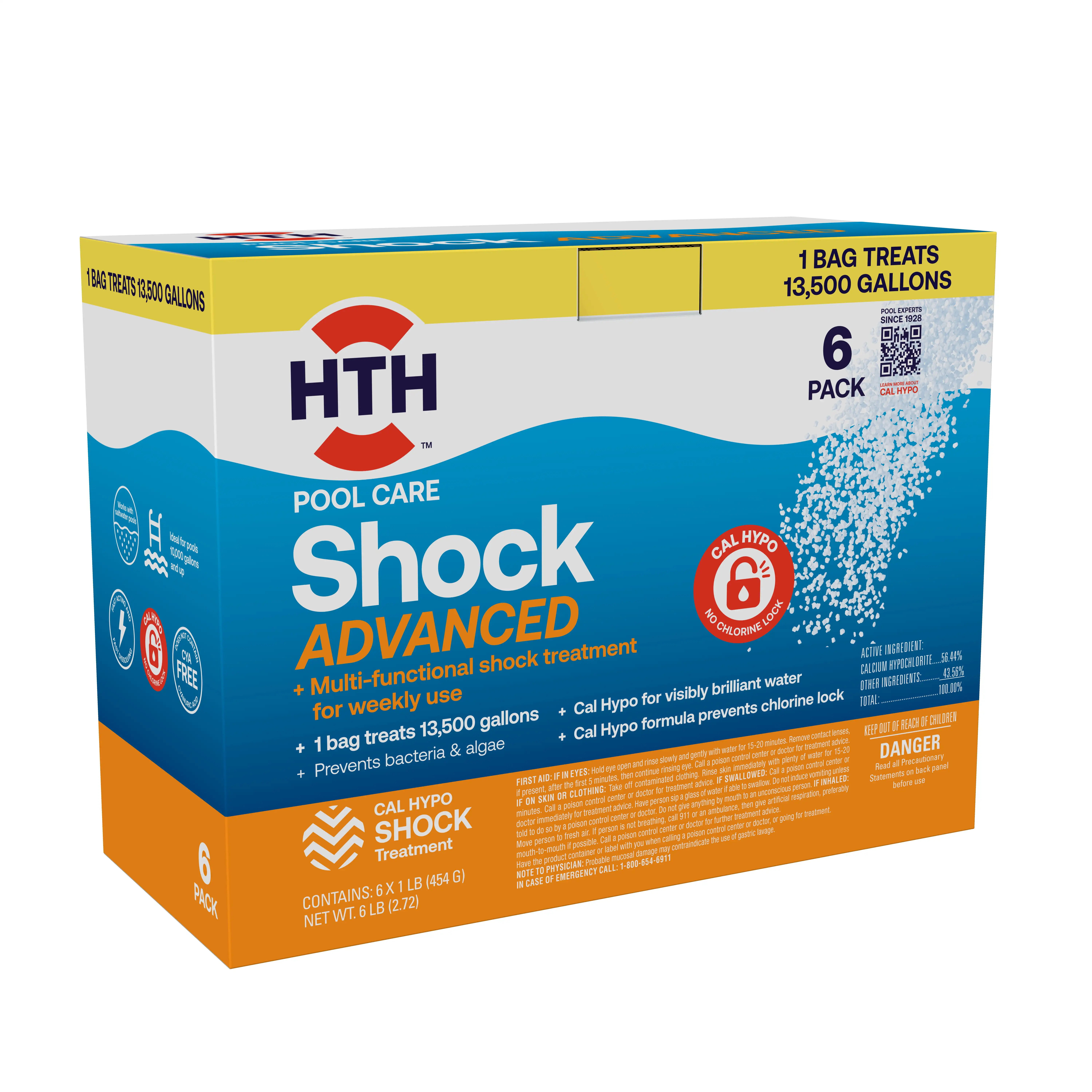 

HTH Pool Care Shock Advanced for Swimming Pools, Granules, 6 Pack, 1 lb