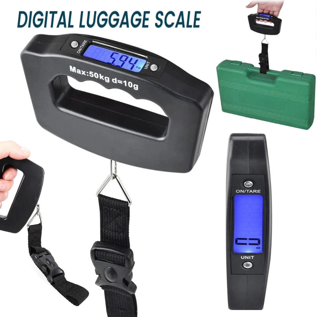 Pèse-bagages digital électronique portable avec rétroéclairage pour valise voyage pêche et balance suspendue