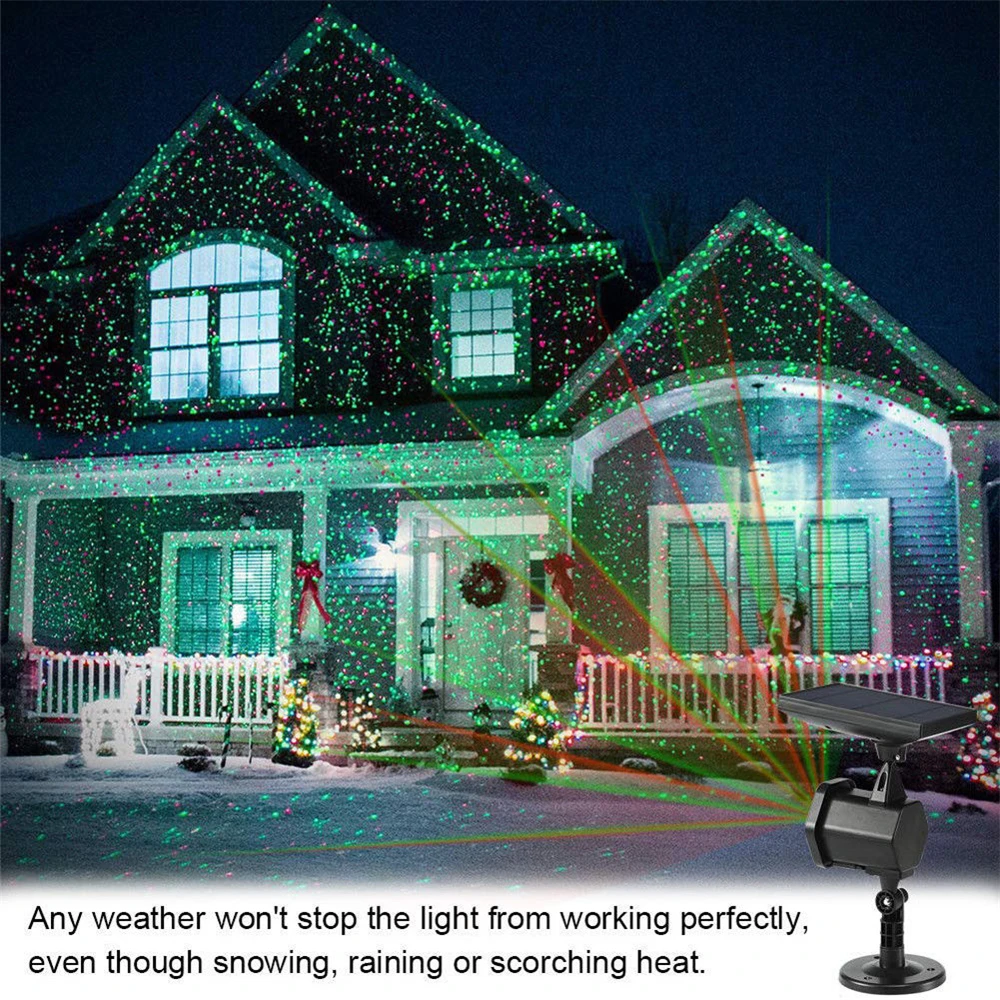 Solar Lights Garden Lighting Smart LED Laser Projector 360&deg; Rotatable Solar Waterproof Motion Sensor Security Light for Outdoor Garden Decoration