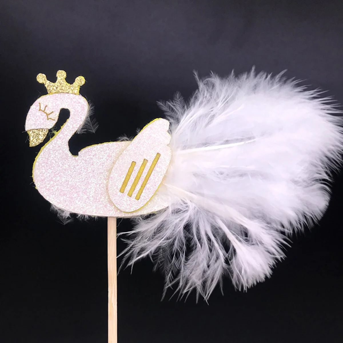 

Flamingo Swan Cake Topper Decorative Wing Cupcake Picks Dessert Cake Decoration for Wedding Birthday Party (White)