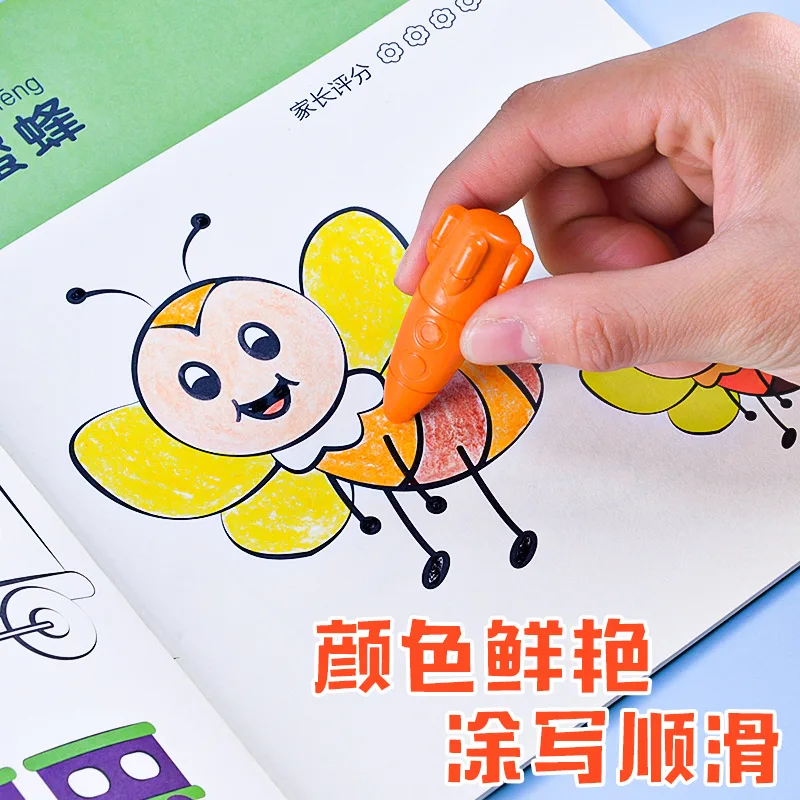Colored Crayons 12 Color Set Space Ship Rocket Shape Non-Toxic Wax Graffiti Pen
