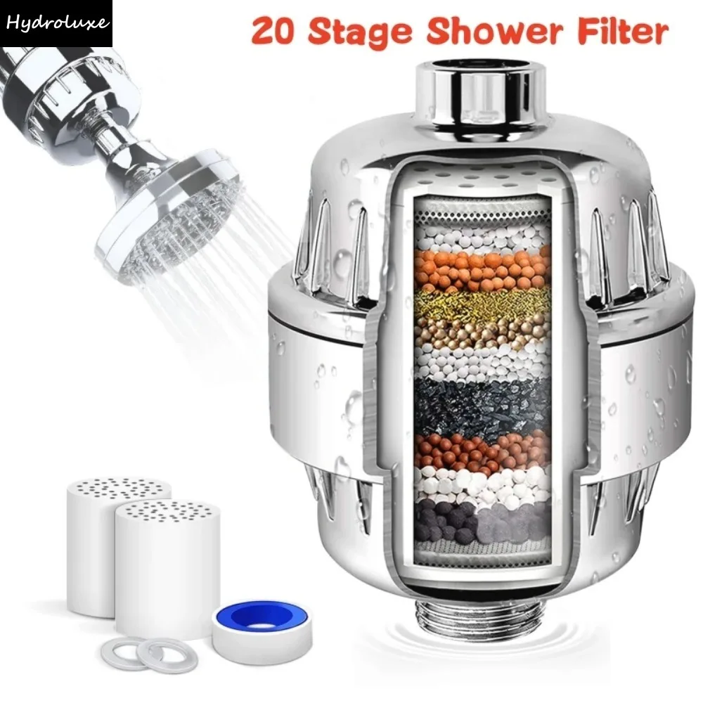 Bathroom Household Water Purifier Shower Filter 15-20 Level Filter Cartridge Water Filtered Soften Hard Water for Shower Head