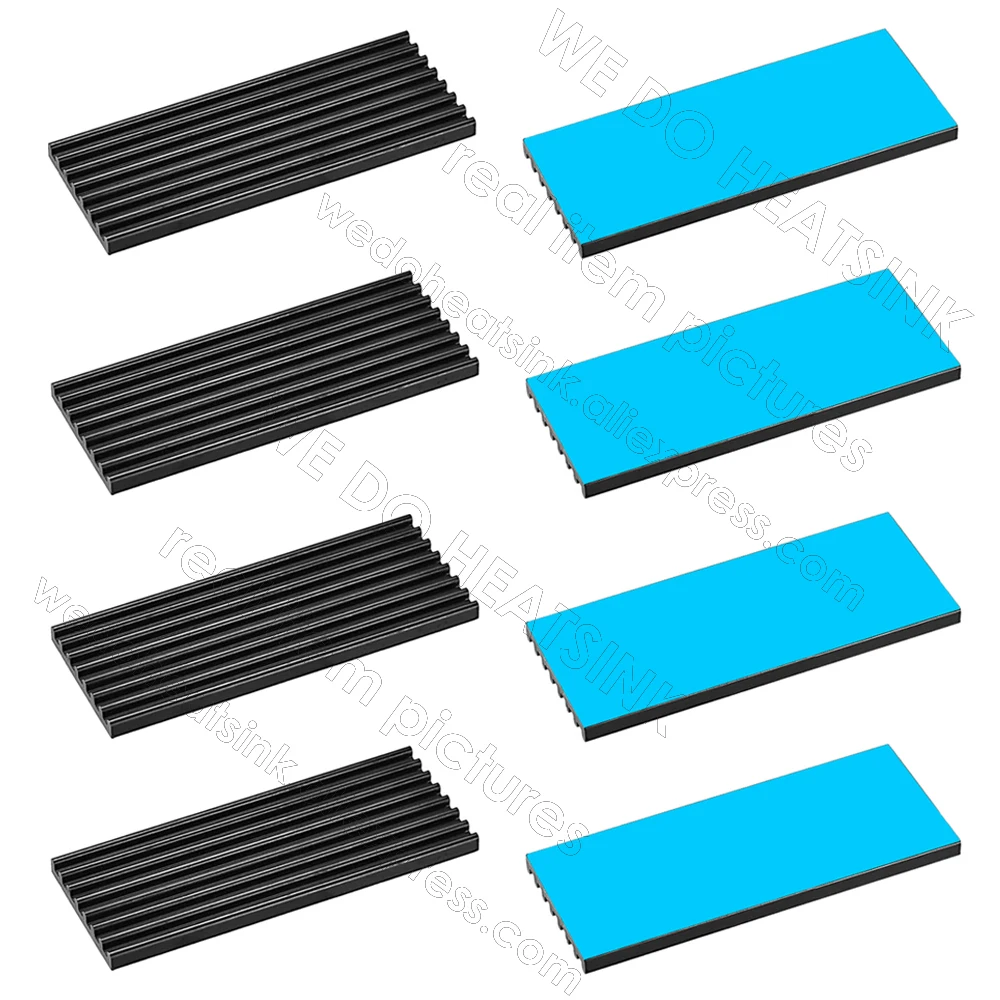 50x22x3mm 냉각 용 블랙 알루미늄 히트 싱크 MOSFET VRam 레귤레이터 열 테이프가있는 VRM 스테퍼 드라이버