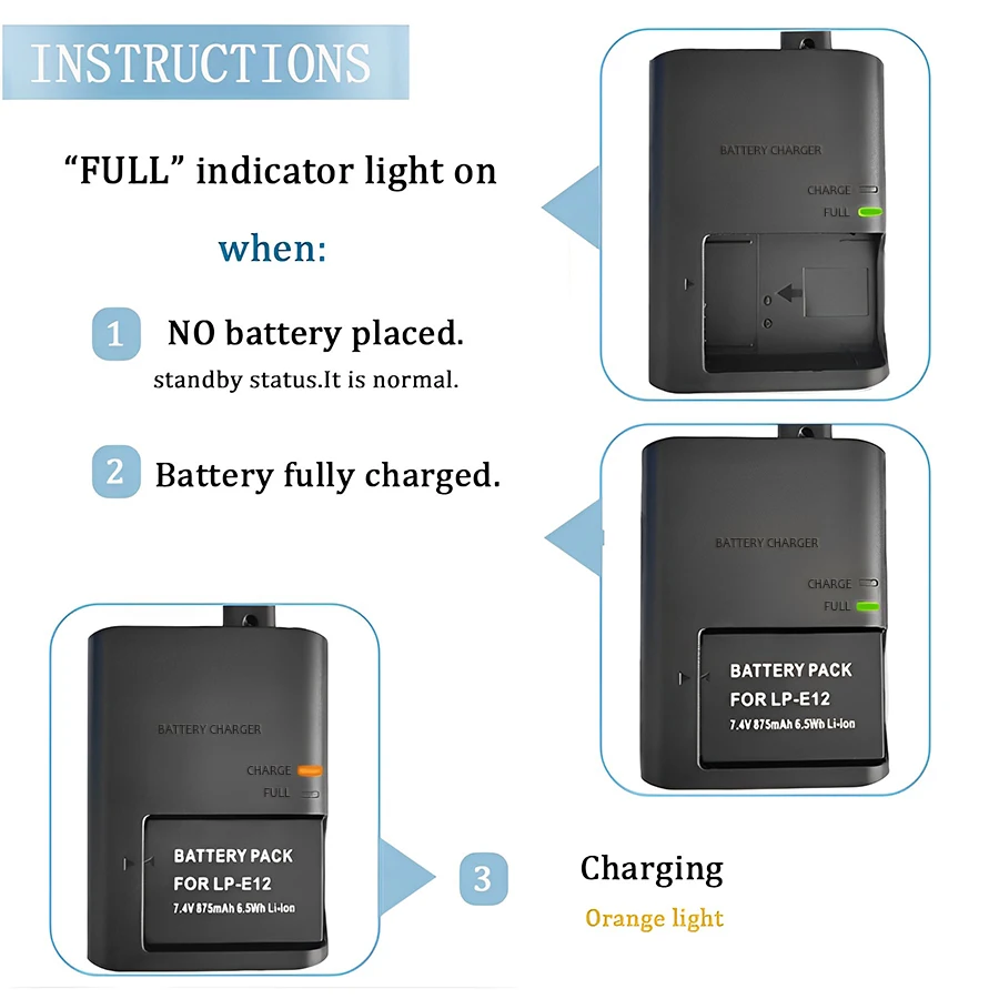 LC-E12 Battery Charger For Canon LP-E12 LPE12 EOS-M EOS M200 M50 M50II M10 M100 100D Rebel SL1 kiss X7 Camera LCE12 LC-E12E