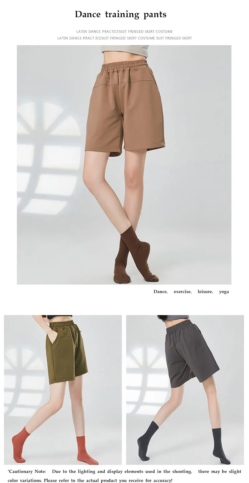 Locker sitzende kurze Damenhose aus Baumwolle mit Taschen, knielang, Yoga, Freizeit, Gehen, Übung – Detail 2