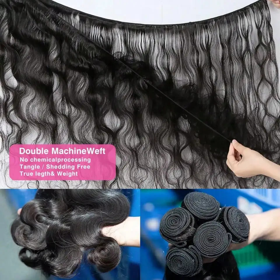 Tewjig 100% Human Hair body wave Bundles Weave Natural Color 1/2/3/4 Bundles Deal 8-38 Inch Bundle Hair Extensions Fow Momen