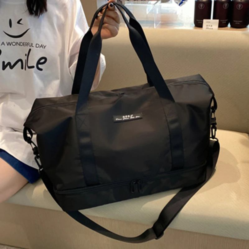 신발 칸막이가 있는 대용량 체육관 가방, 여행 배낭, 남녀공용 스포츠 피트니스 핸드백, 조절 가능한 어깨 스트랩 핸드백