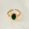 1pcs Classic Tiger Eye Real Stone Open Adjustable Stainless Steel Rings For Women Men Accessories Gold Color Finger Jewelry Ring 4