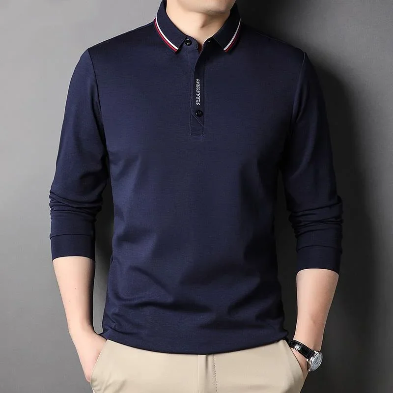 

Top Grade Mulberry 5.2% New Fashion Regular Fit Plain Polo Men Designer Brand Casual Long Sleeve Tops Mens Clothes 2023