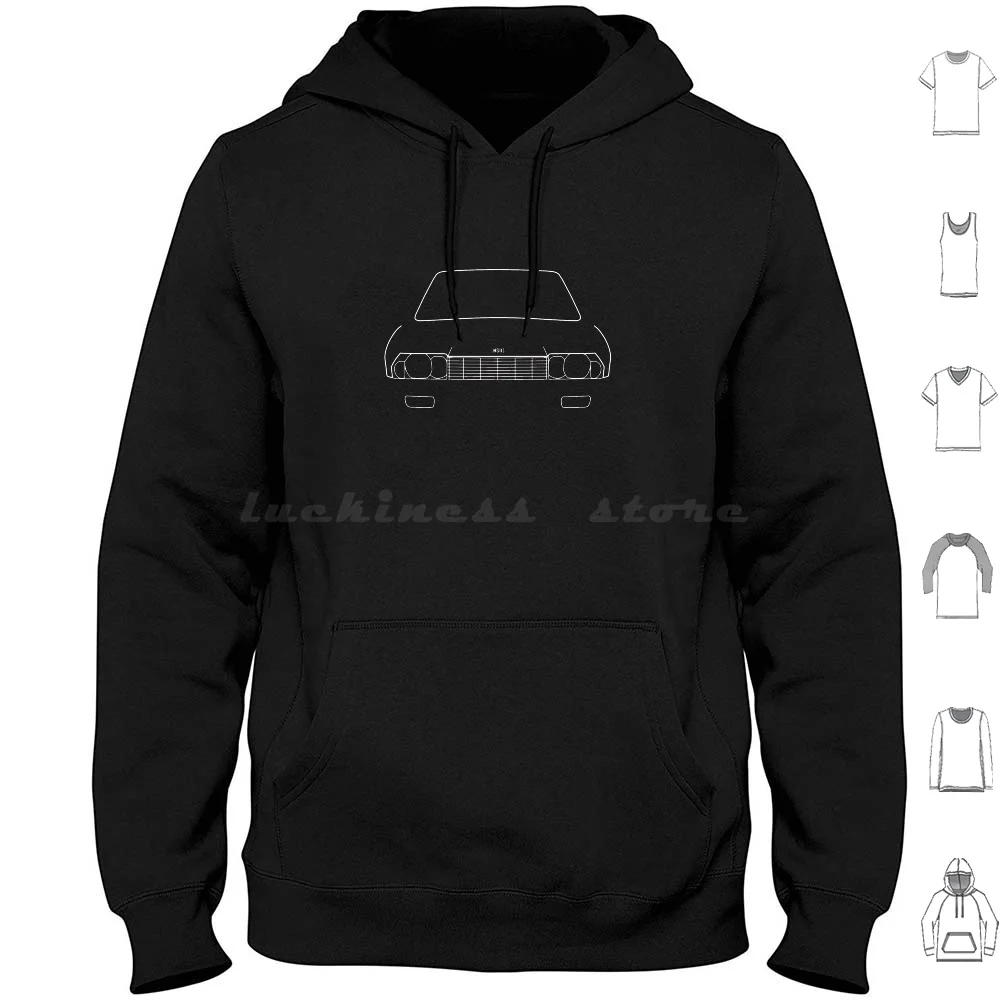 Nsu Ro 80 Classic Car White Outline Graphic Felpa Con Cappuccio In Cotone Manica Lunga Nsu Ro80 Car Classic Vintage Retro Oldtimer