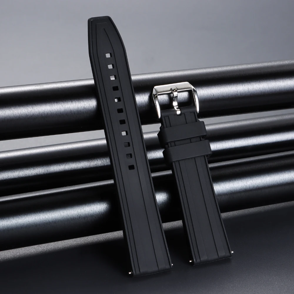 Enhanced Silicone Waterproof Quick Release Watch Strap in Rubber, 20-22mm