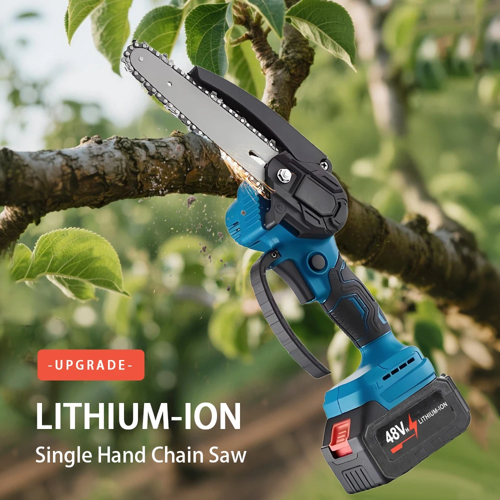 6 Inch Mini Chainsaw Cordless Handheld Saw Logging Pruning Gardening ...