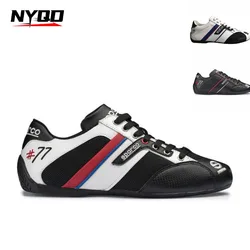 Karting Racing Shoes Genuine Leather Race Shoes Comfortable Low-cut Driving Shoes Cowhide Mesh Non-slip Rubber Cycling Boots
