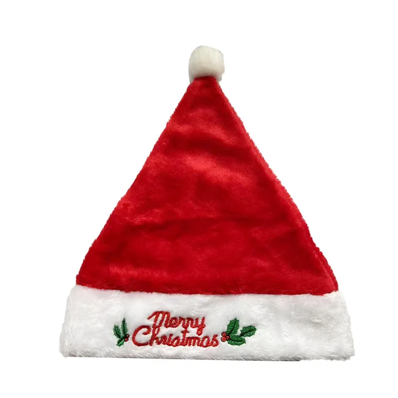 Santa Hat Santa Letter Embroidery Silk Red Snowflake Plush Christmas Hat Christmas Embroidery Ornaments