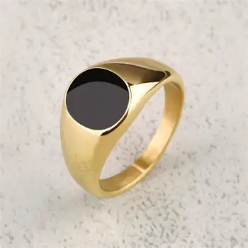 New Metal Glossy Rings for Men Geometric Width Signet Finger Band Rock Punk Style Fashion Ring Jewelry Accessories Wholesale
