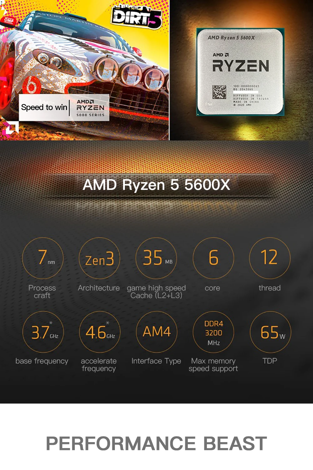 Amd Ryzen 5 5600x R5 5600x 3.7 Ghz Seis-núcleo Doze-linha 65w ...