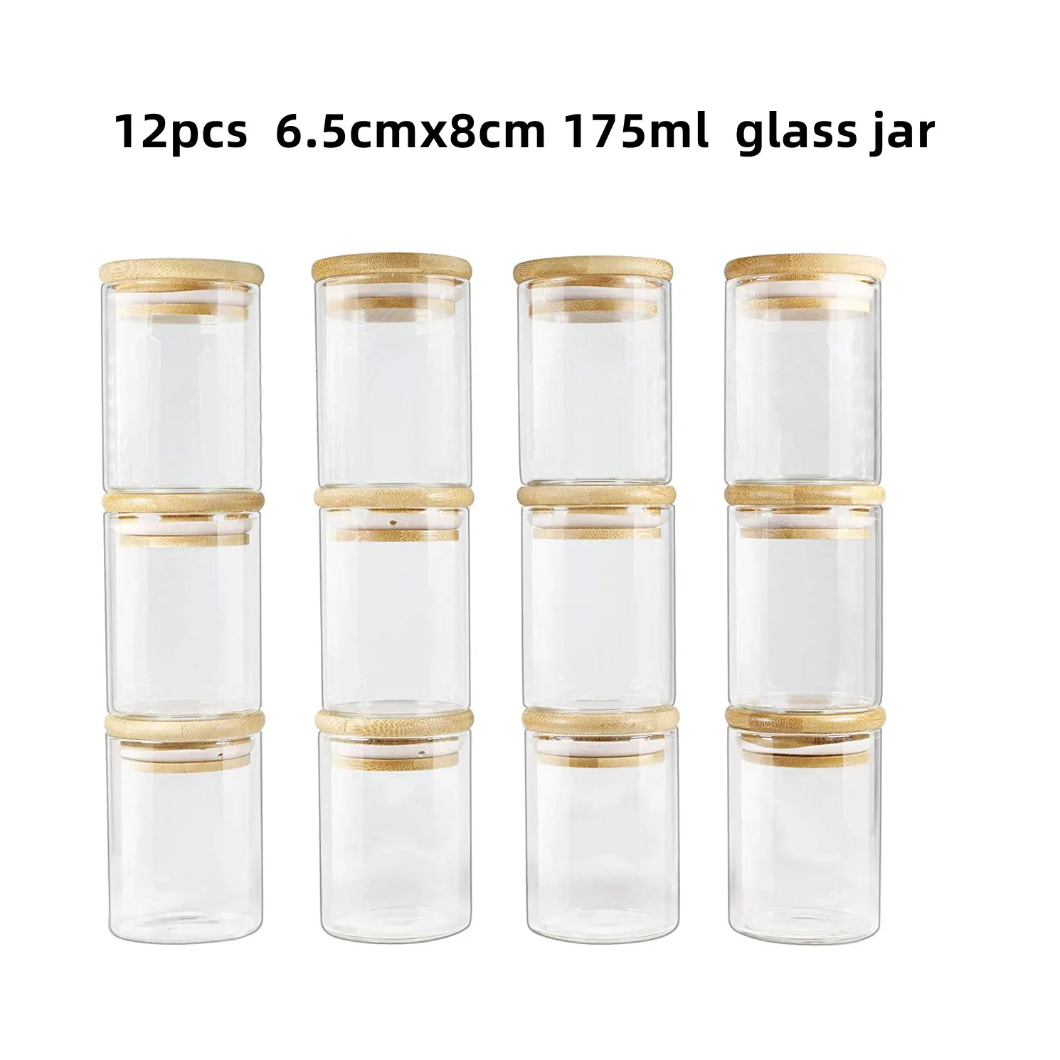 12pcs 150ml Tarros de Vidrio de Almacenamien Botes de Cristal con Tapa de  Bambú Hermético Transparente Cocina Recipientes para Alimentos Almacenaje y