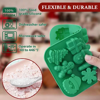 Christmas Silicone Chocolate Molds Candy Baking Moulds Handmade Snowflake Snowman Xmas Tree Gingerbread Man Santa Claus Mold 2
