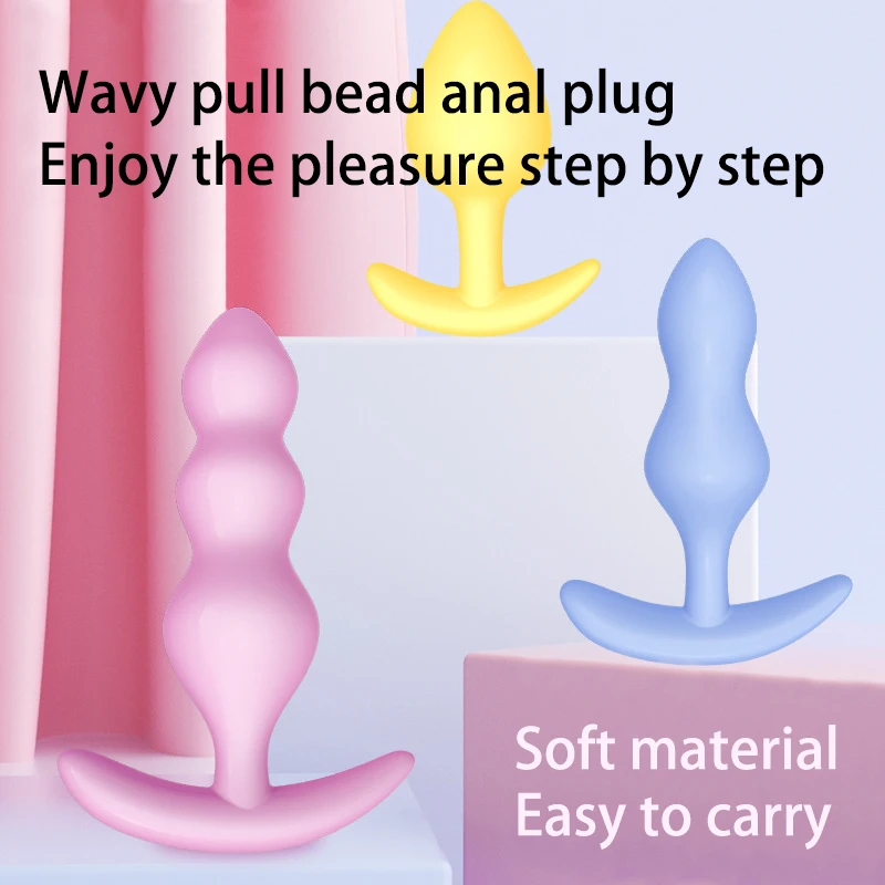 Tapón anal de silicona de 3 piezas, fácil de insertar, juego de entrenamiento anal expandible para principiantes, cuentas anales de silicona suave para principiantes_voghion.com