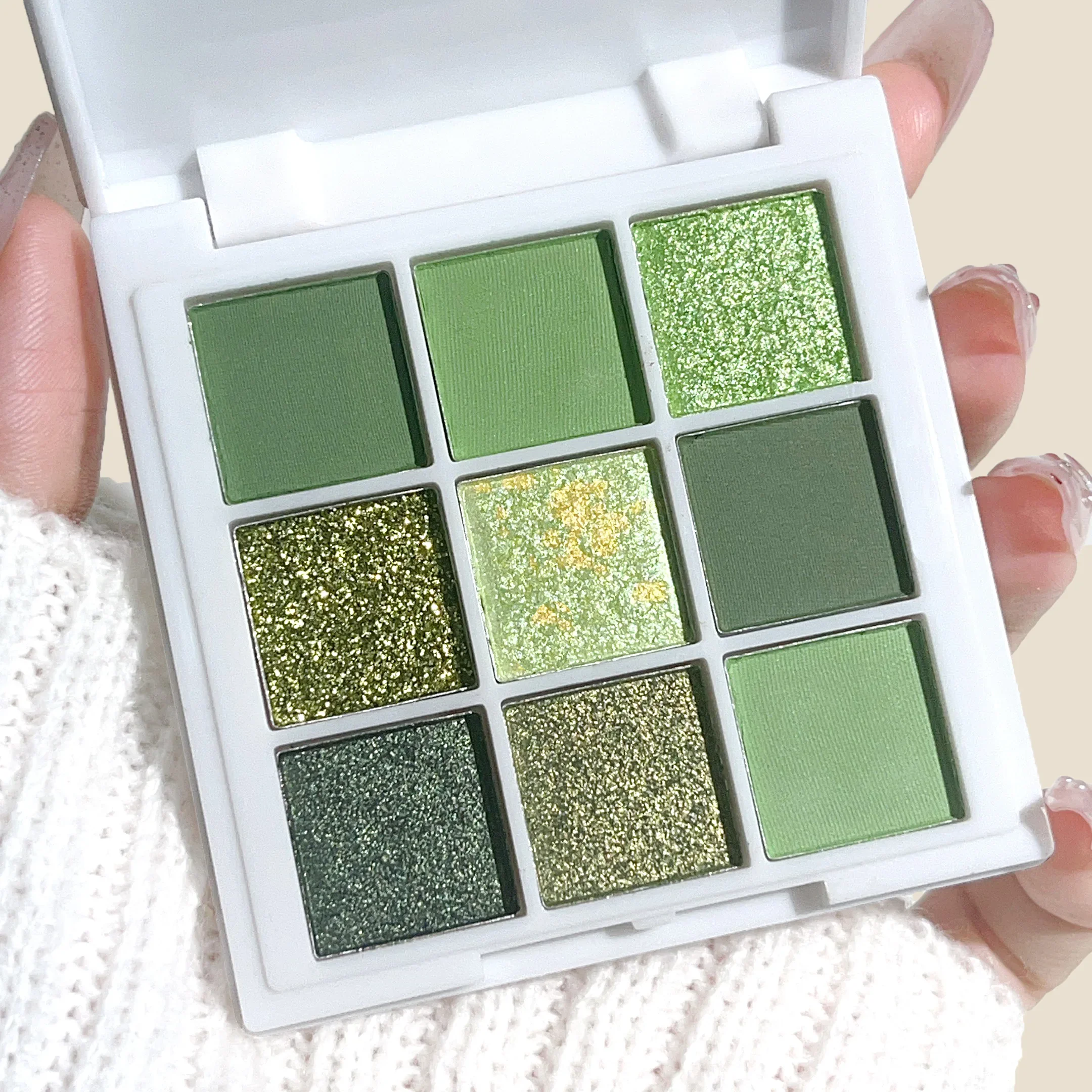 9 color High-Pigment Green Eyeshadow Palette-Long Lasting Smudge-Proof Matte & Shimmer Finishes for Everyday and Party Looks eye shadow eye shadow plate